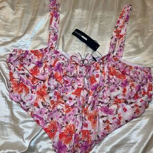 Fashion Nova Floral Pink Top